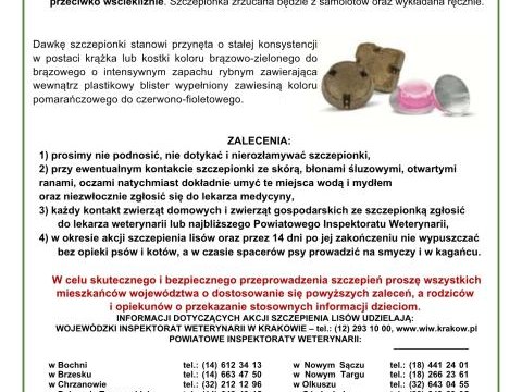 Jesienna akcja szczepienia lisów przeciwko wściekliźnie na terenie województwa małopolskiego