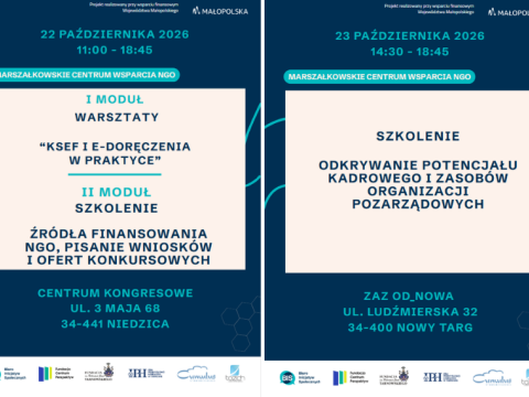Szkolenia i warsztaty dla organizacji pozarządowych – 22 i 23 października 2026 r.
